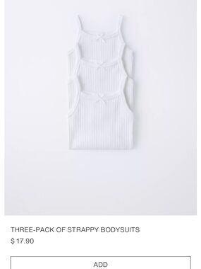 3-Pack White girl sleeveless Bodysuits zara